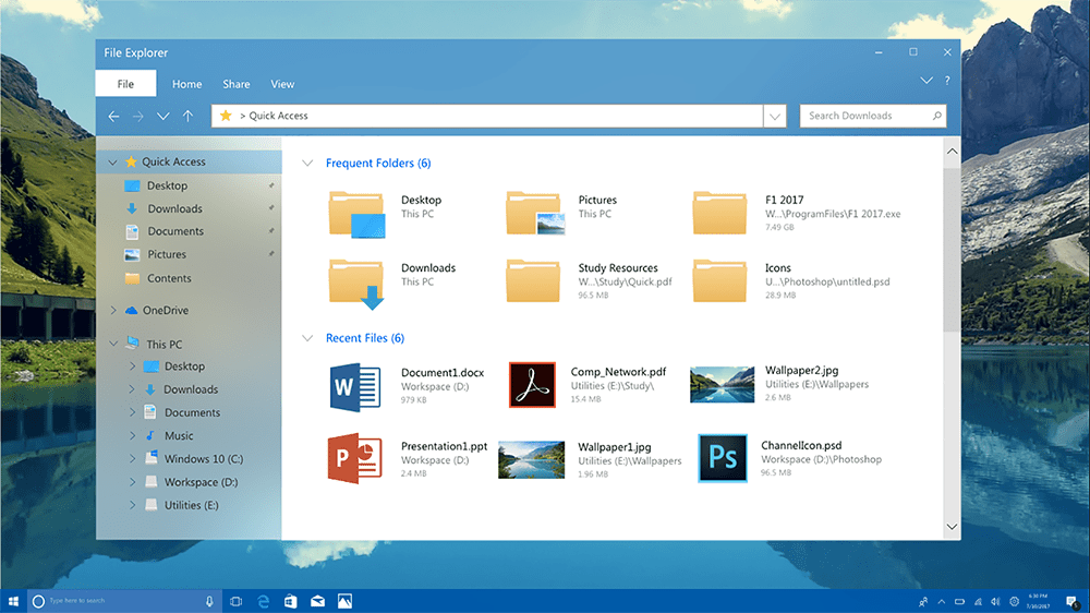 Windows File Explorer Fluent Design Concept